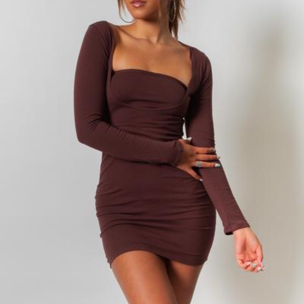 Brown Deep Tube Dress